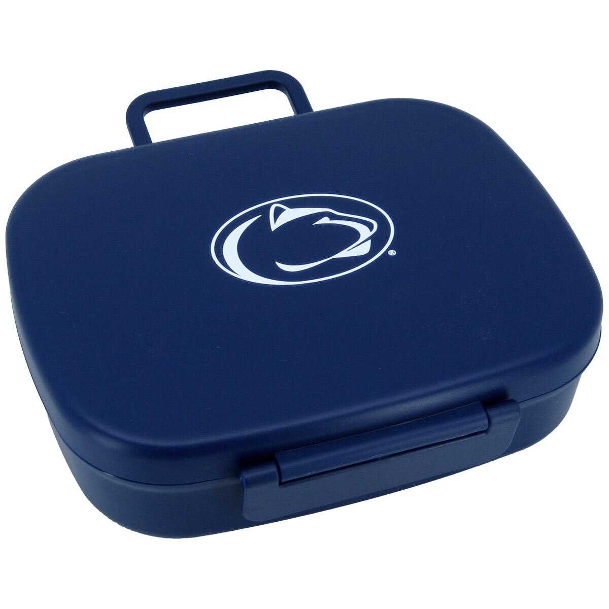 navy plastic travel lunch box with Penn State Athletic Logo